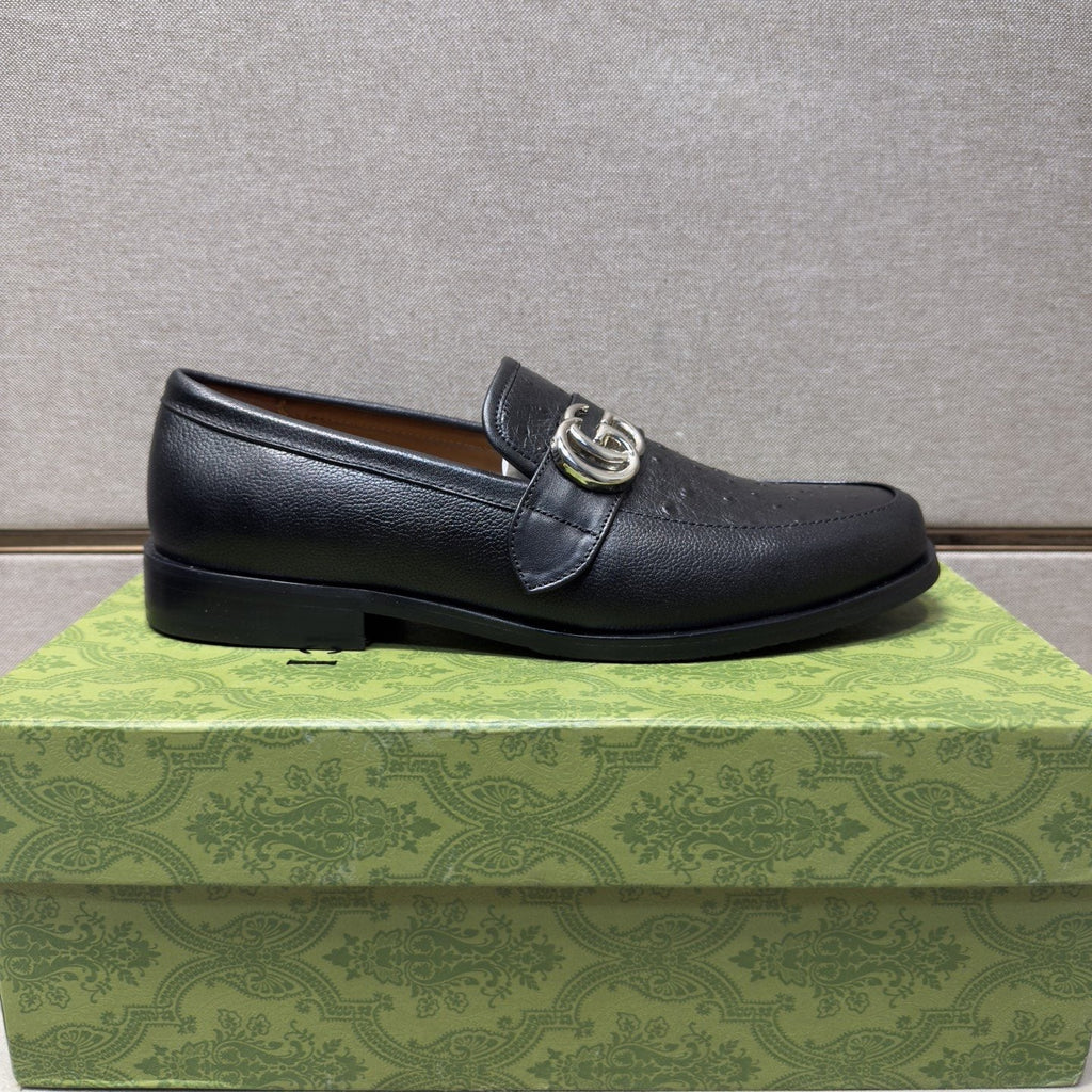 Gucci Men's Black Metal-Hardware Loafers - Leather Lining